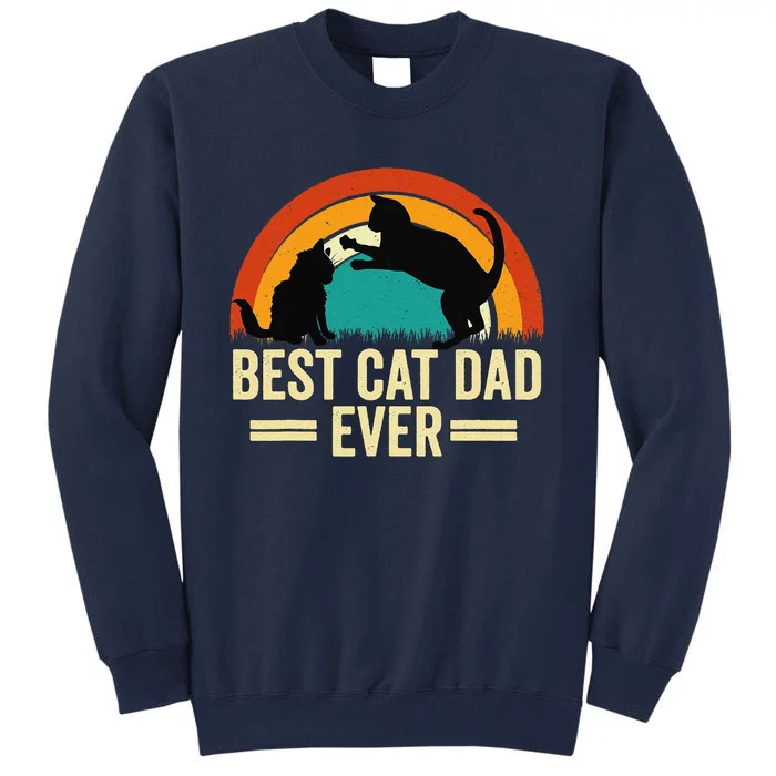 Best Cat Dad Ever Vintage Funny Cat Dad Fathers Day Tall Sweatshirt