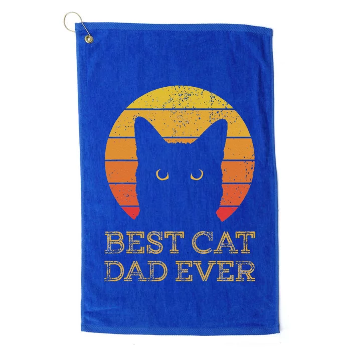 Best Cat Dad Ever Vintage Funny Cat Daddy Fathers Day Platinum Collection Golf Towel