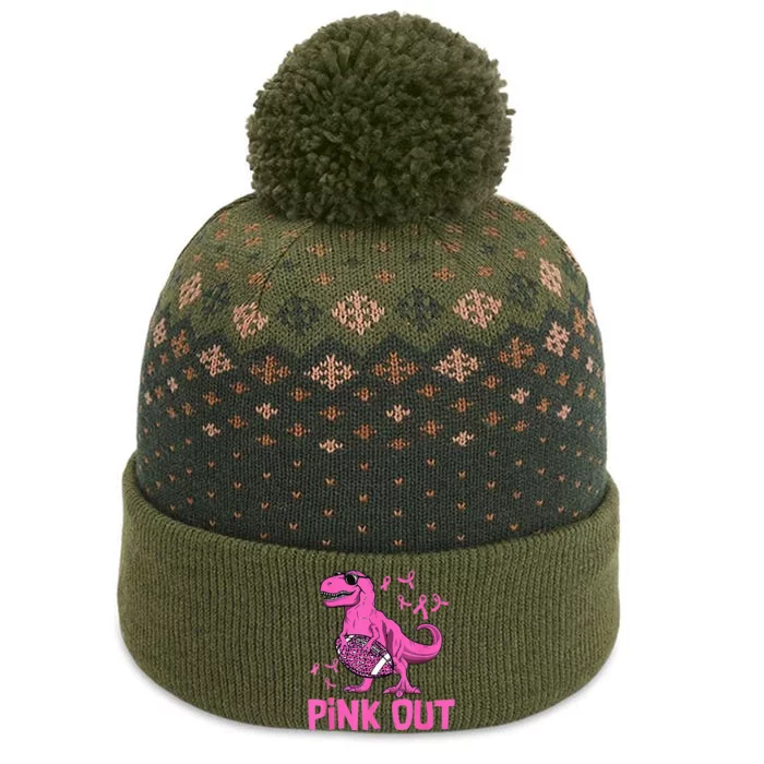 Breast Cancer Dinosaur Pink Out Football Pink Ribbon Leopard The Baniff Cuffed Pom Beanie