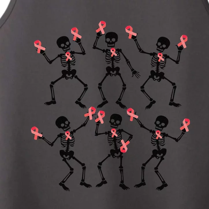 Breast Cancer Dancing Skeleton Pin.K Ribbon Halloween 2024 Performance Tank