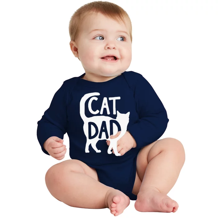 Best Cat Dad Fathers Day Kitty Papa Christmas Baby Long Sleeve Bodysuit