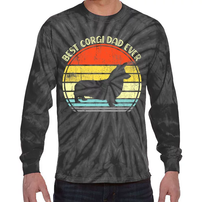 Best Corgi Dad Ever Design Tie-Dye Long Sleeve Shirt