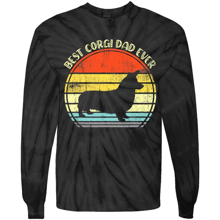 Best Corgi Dad Ever Design Tie-Dye Long Sleeve Shirt