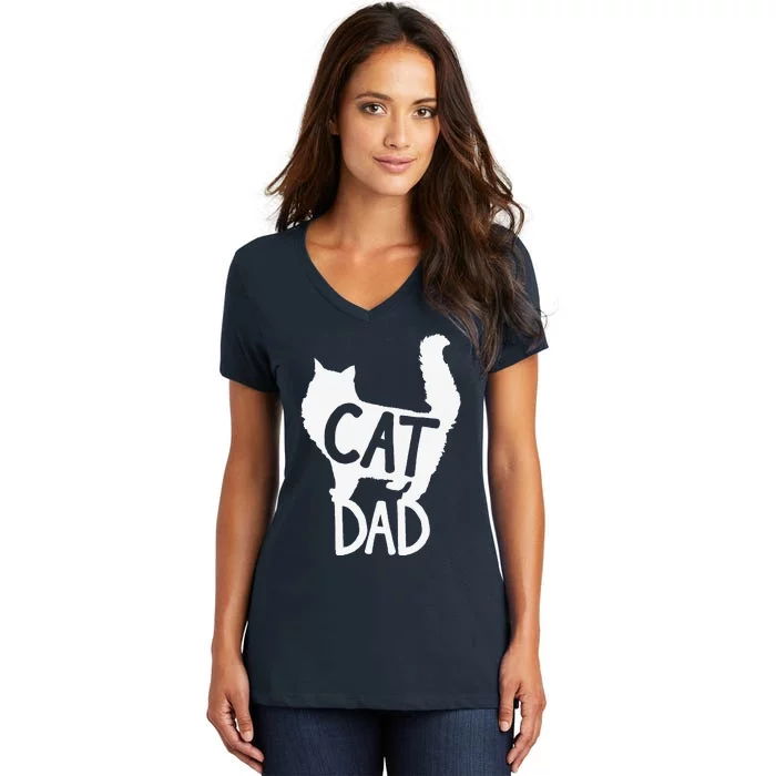 Best Cat Dad Fathers Day Kitty Daddy Papa Christmas Kat Women's V-Neck T-Shirt