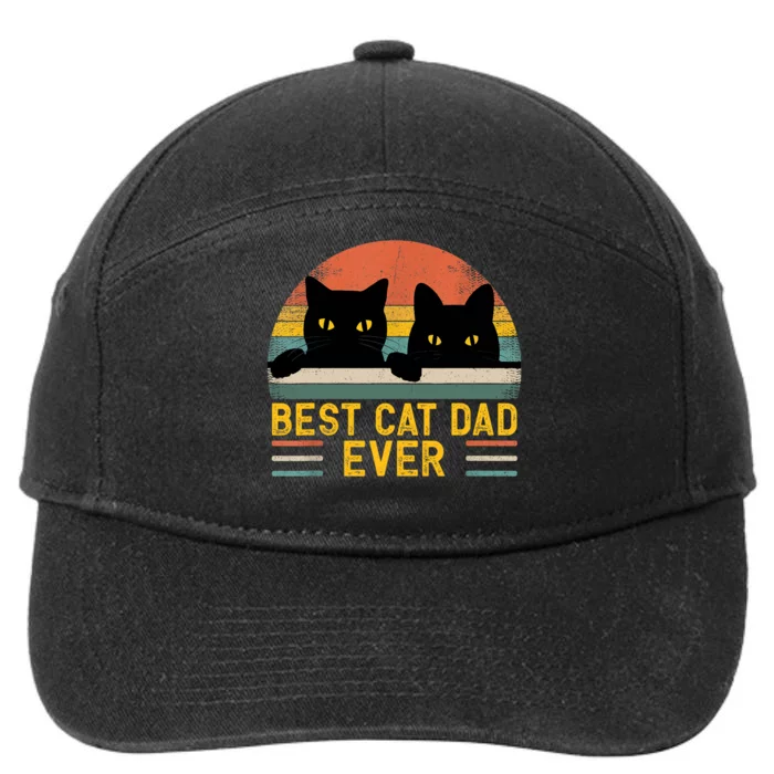 Best Cat Dad Ever Vintage Retro Style Black Cats Lover TShirt 7-Panel Snapback Hat