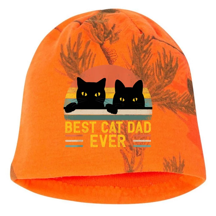 Best Cat Dad Ever Vintage Retro Style Black Cats Lover TShirt Kati - Camo Knit Beanie