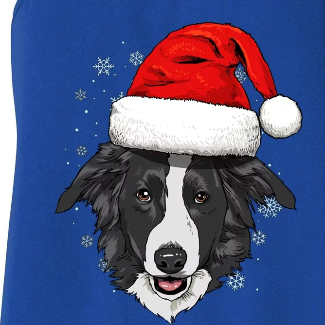 Border Collie Dog Christmas Santa Clause Navidad Xmas Puppy Gift Women's Racerback Tank