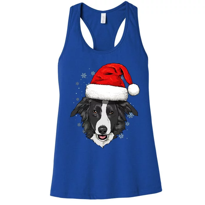 Border Collie Dog Christmas Santa Clause Navidad Xmas Puppy Gift Women's Racerback Tank