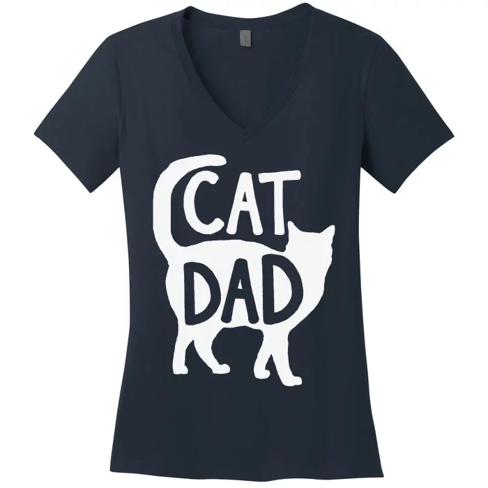 Best Cat Dad Fathers Day Kitty Daddy Papa Christmas Women's V-Neck T-Shirt