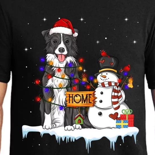 Border Collie Dog Christmas Snow Xmas Lights Pajama Gift Pajama Set