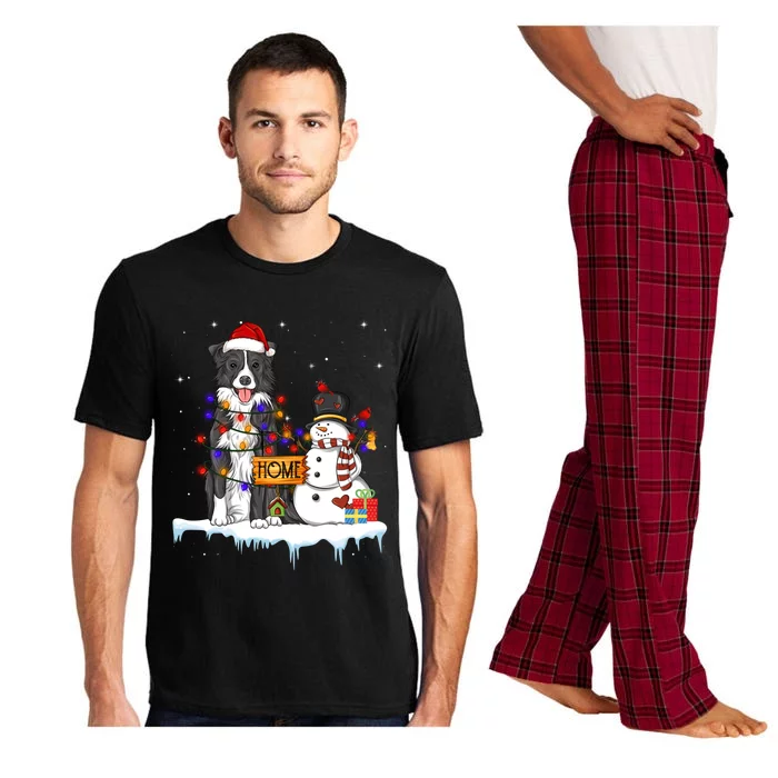 Border Collie Dog Christmas Snow Xmas Lights Pajama Gift Pajama Set