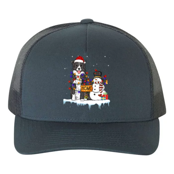 Border Collie Dog Christmas Snow Xmas Lights Pajama Gift Yupoong Adult 5-Panel Trucker Hat