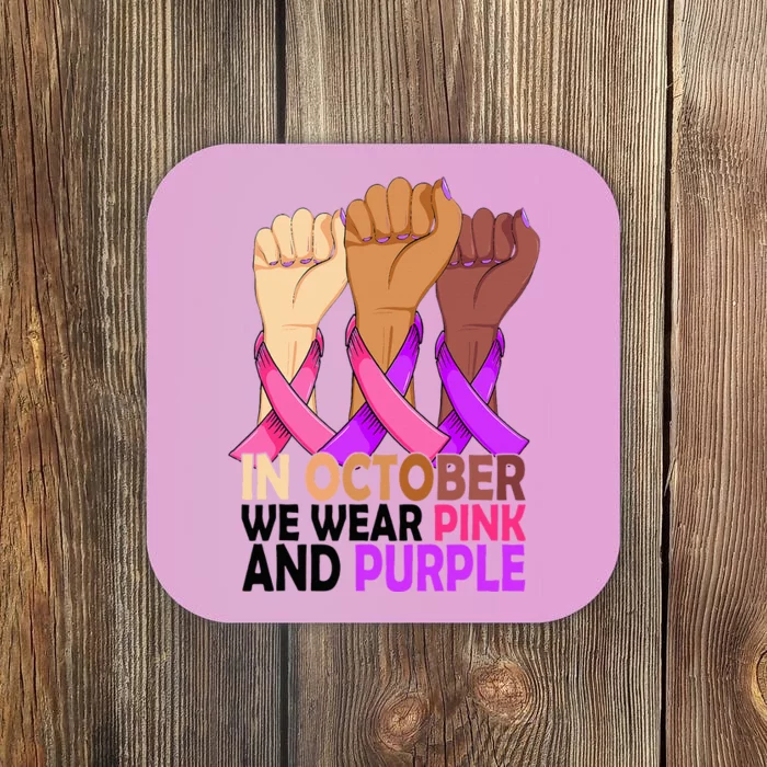 Breast Cancer Domestic Violence Awareness Pink Purple Ribbon Coaster