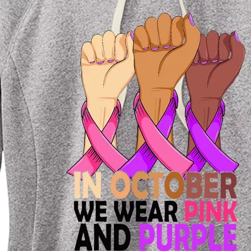 Breast Cancer Domestic Violence Awareness Pink Purple Ribbon Women's Fleece Hoodie