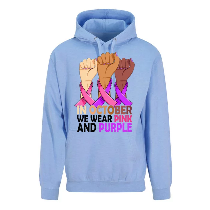 Breast Cancer Domestic Violence Awareness Pink Purple Ribbon Unisex Surf Hoodie