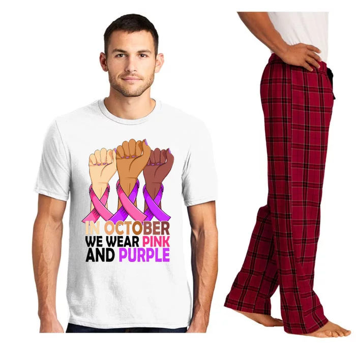 Breast Cancer Domestic Violence Awareness Pink Purple Ribbon Pajama Set