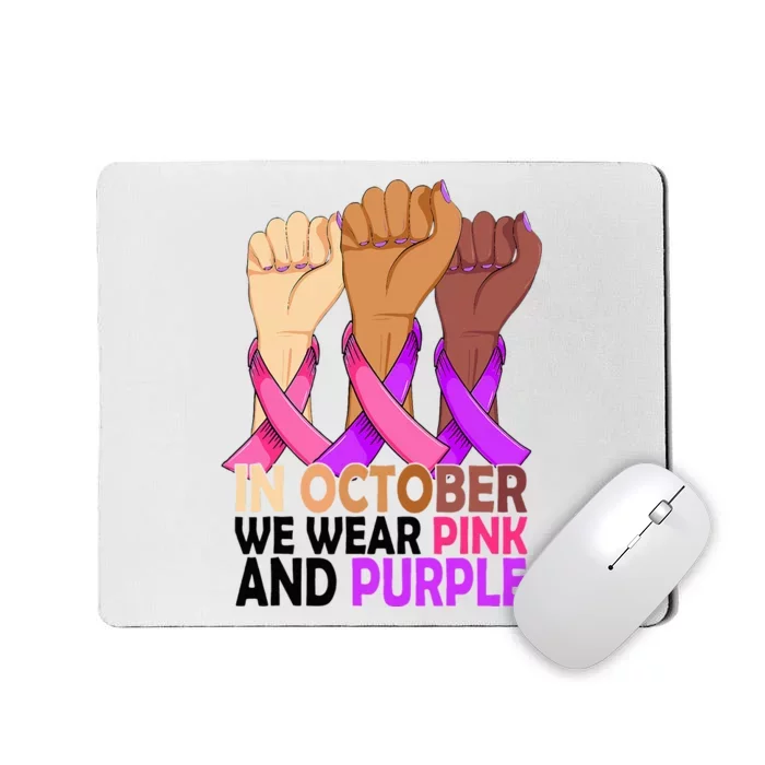 Breast Cancer Domestic Violence Awareness Pink Purple Ribbon Mousepad