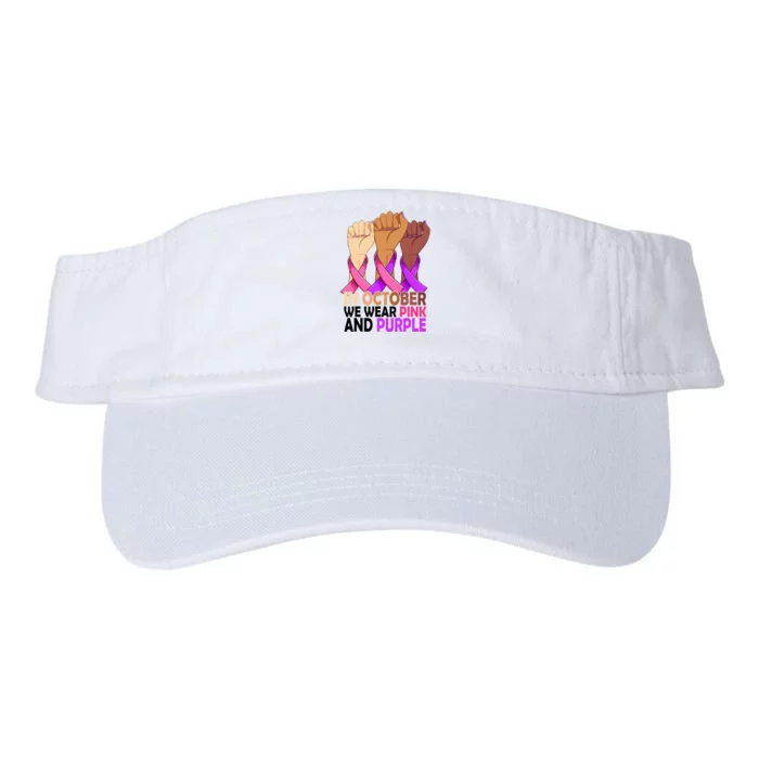 Breast Cancer Domestic Violence Awareness Pink Purple Ribbon Valucap Bio-Washed Visor