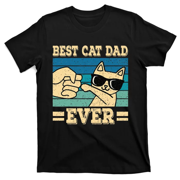 Best Cat Dad Ever Funny Cat Retro T-Shirt