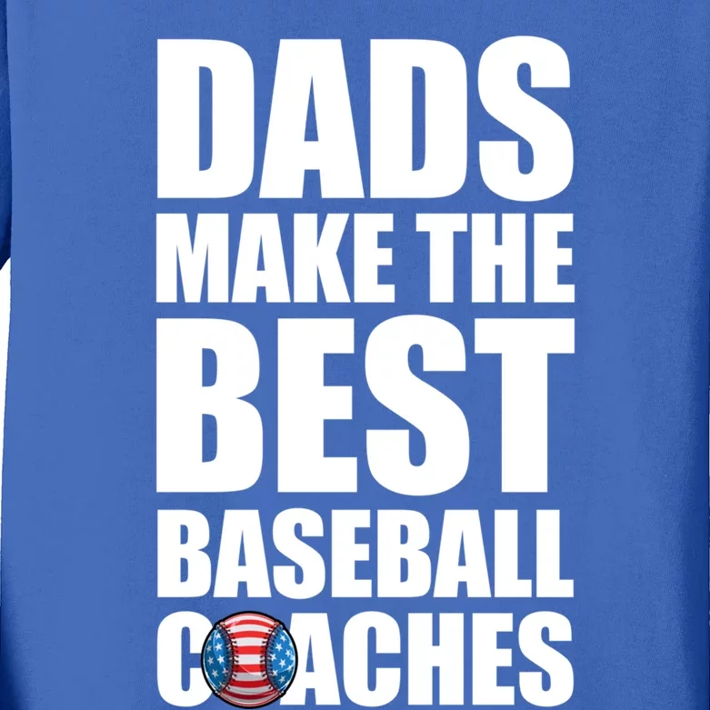 Baseball Coach Dad American Flag Baseball Practice Cool Gift Kids Long Sleeve Shirt