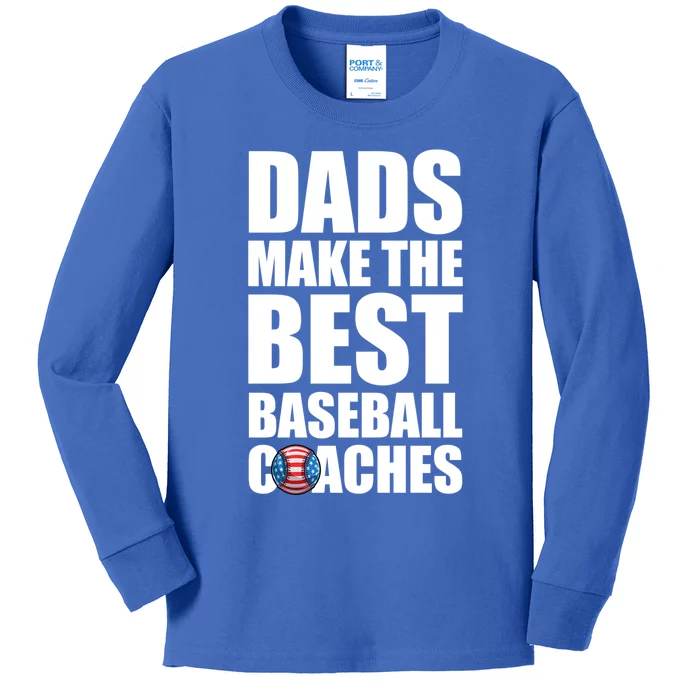 Baseball Coach Dad American Flag Baseball Practice Cool Gift Kids Long Sleeve Shirt