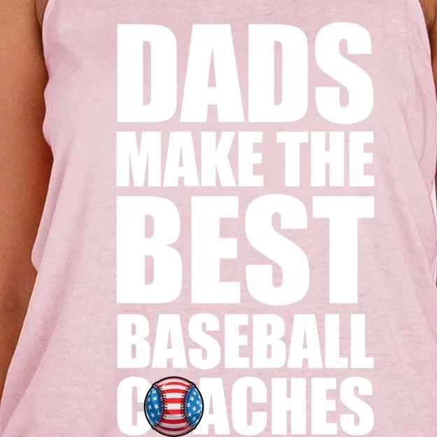 Baseball Coach Dad American Flag Baseball Practice Cool Gift Women's Knotted Racerback Tank