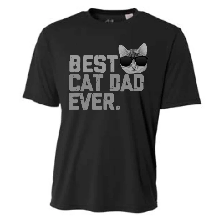 Best Cat Dad Ever Funny Vintage Cat Lover Gift Cooling Performance Crew T-Shirt