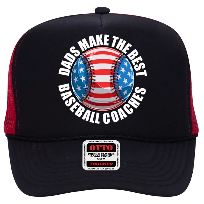 Baseball Coach Dad American Flag Baseball Practice Great Gift High Crown Mesh Trucker Hat