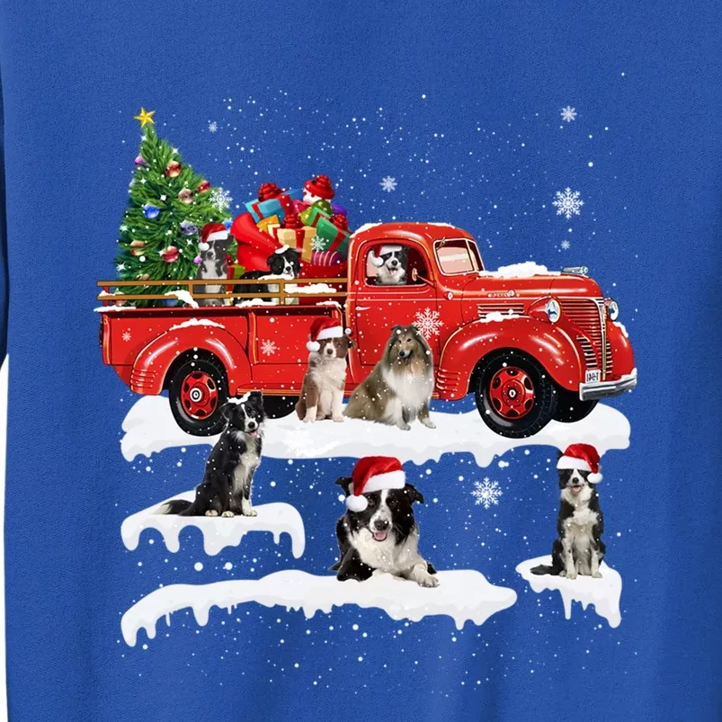 Border Collie Dog Driving Xmas Truck Christmas Tree Lights Gift Sweatshirt