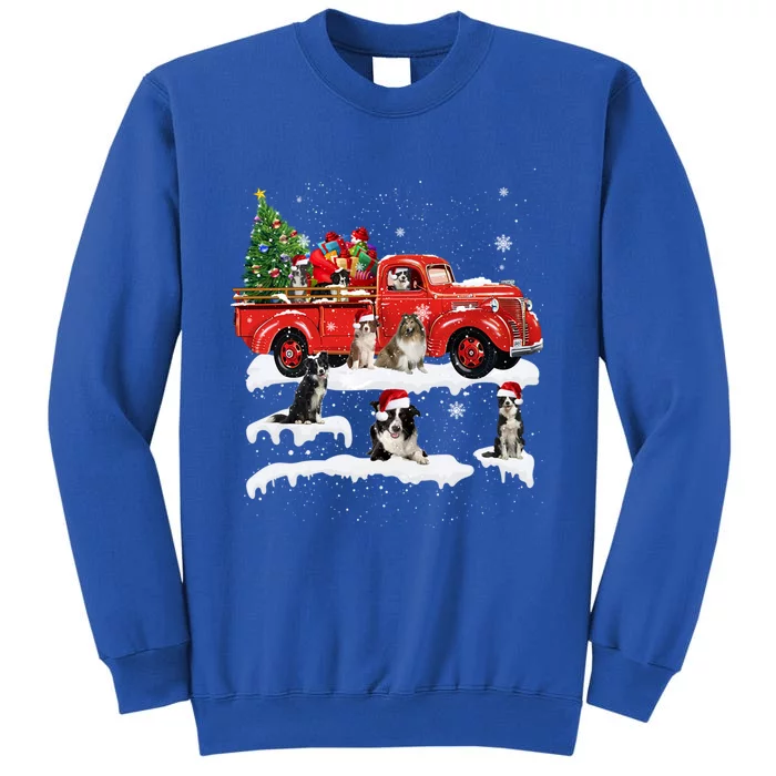 Border Collie Dog Driving Xmas Truck Christmas Tree Lights Gift Sweatshirt