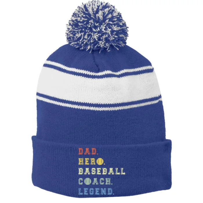 Baseball Coach Dad Cute Gift Stripe Pom Pom Beanie