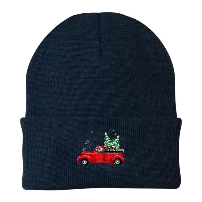 Border Collie Dog Driving Xmas Truck Christmas Tree Lights Cute Gift Knit Cap Winter Beanie