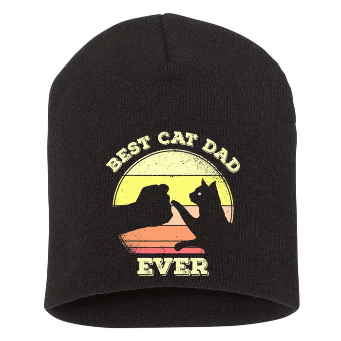 Best Cat Dad Ever Cute Cat Lover Funny Short Acrylic Beanie