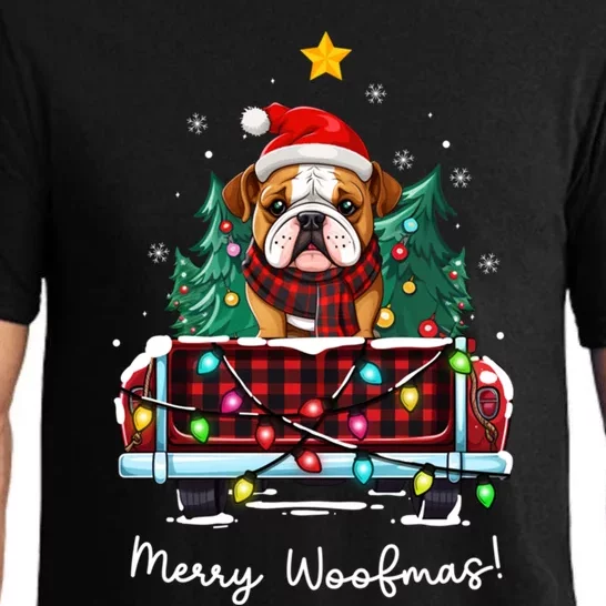 Bulldog Christmas Dog Truck Plaid Funny Xmas Tree Meaningful Gift Pajama Set