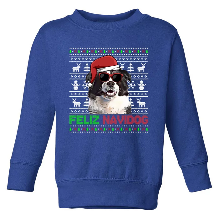 Border Collie Dog Feliz Navidog Funny Christmas Funny Gift Toddler Sweatshirt