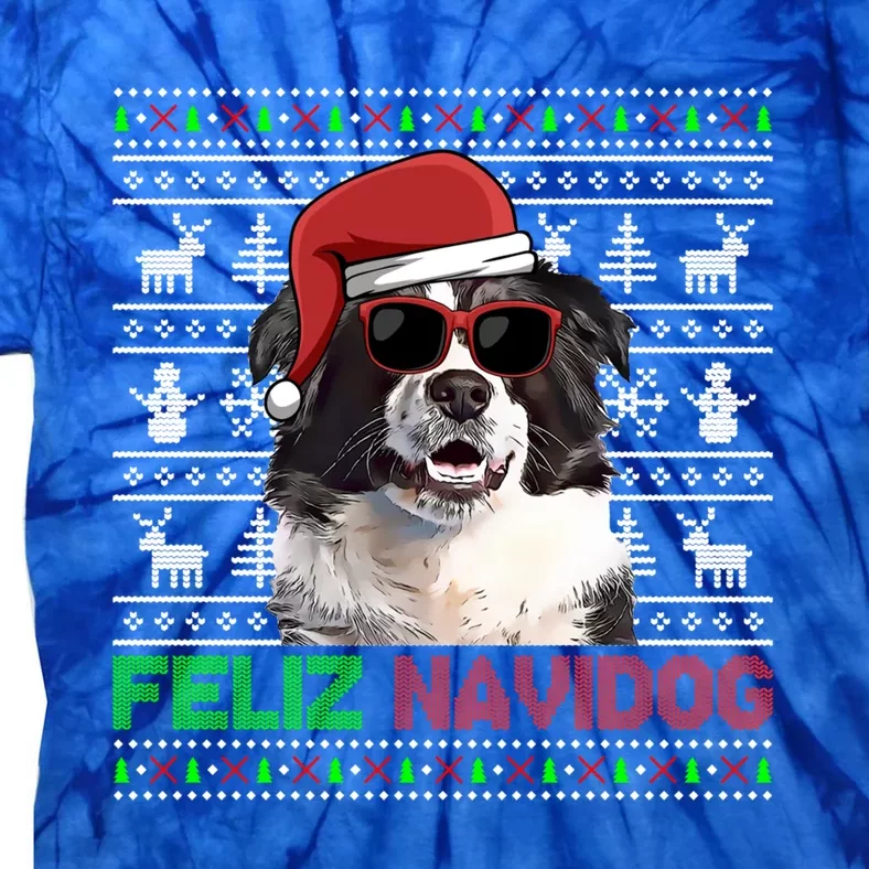 Border Collie Dog Feliz Navidog Funny Christmas Funny Gift Tie-Dye T-Shirt