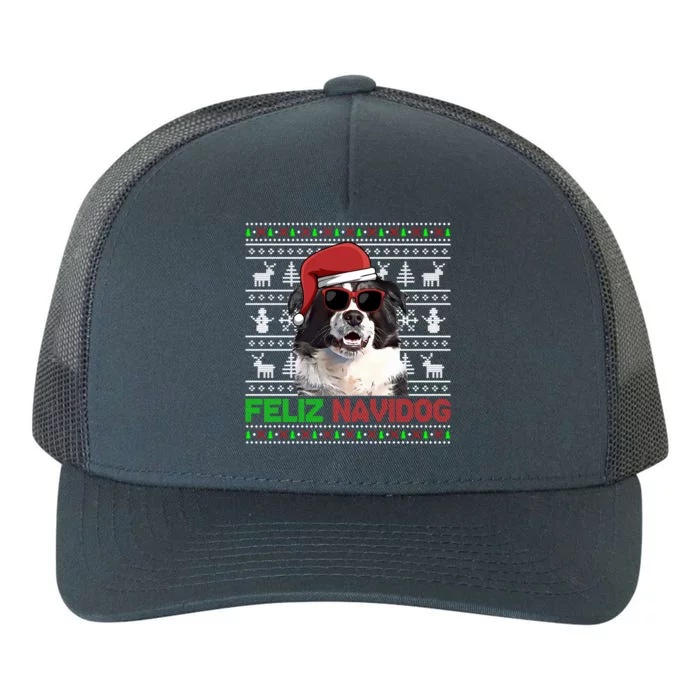 Border Collie Dog Feliz Navidog Funny Christmas Funny Gift Yupoong Adult 5-Panel Trucker Hat