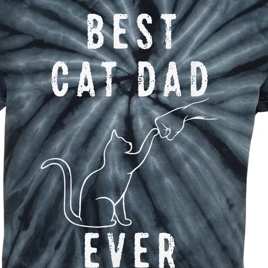 Best Cat Dad Ever Cat Daddy Paw Fist Bump Meow Cat Kids Tie-Dye T-Shirt