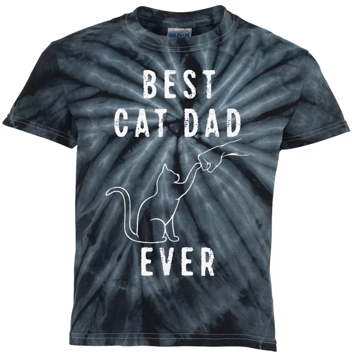 Best Cat Dad Ever Cat Daddy Paw Fist Bump Meow Cat Kids Tie-Dye T-Shirt