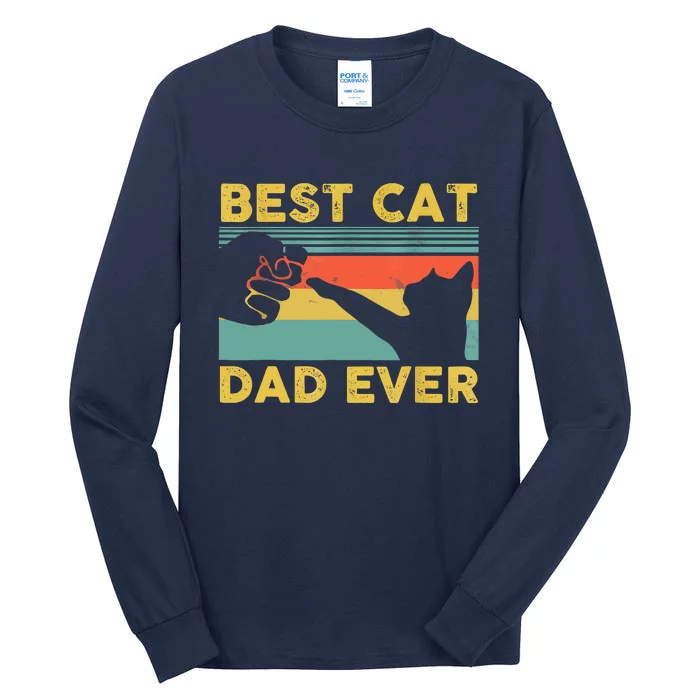 Best Cat Dad Ever Funny Cat Daddy Vintage Fathers Day Tall Long Sleeve T-Shirt