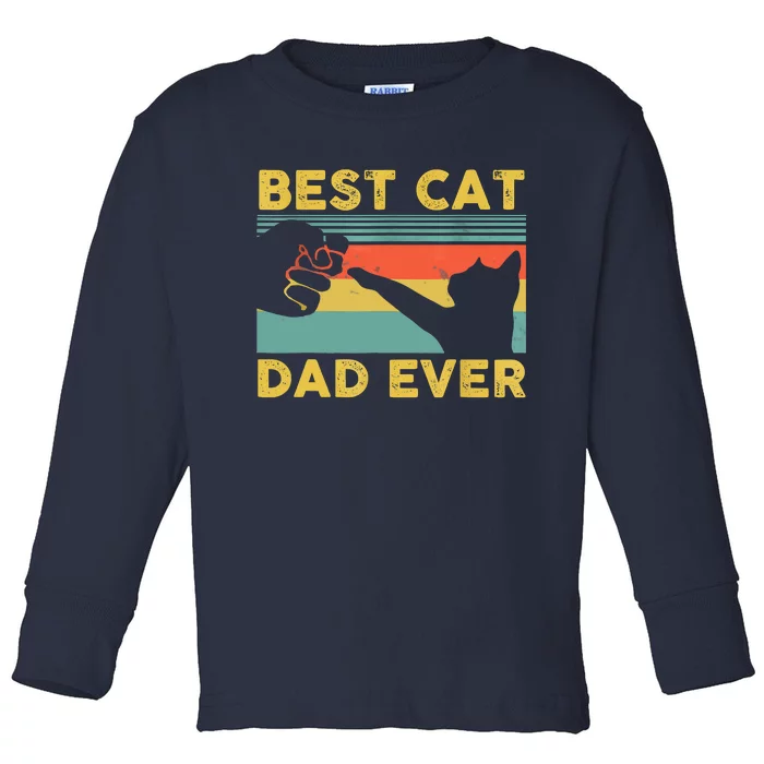 Best Cat Dad Ever Funny Cat Daddy Vintage Fathers Day Toddler Long Sleeve Shirt