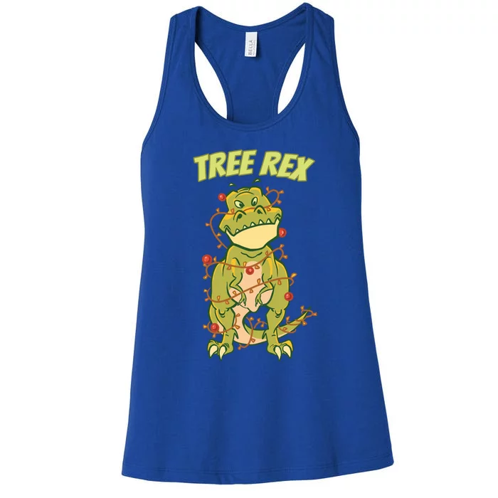 Best Christmas Designs For Dinosaur Lovers Tree Rex Trex Great Gift Women's Racerback Tank