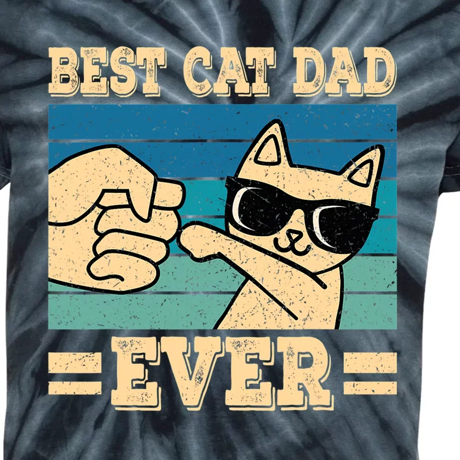 Best Cat Dad Ever Funny Cat Retro Men Kids Tie-Dye T-Shirt