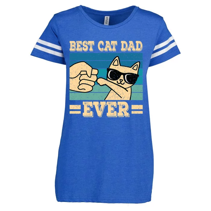 Best Cat Dad Ever Funny Cat Retro Men Enza Ladies Jersey Football T-Shirt