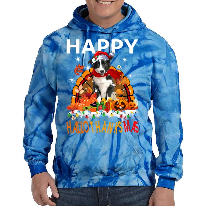 Border Collie Dog Halloween Thanksgiving Xmas Hallothanksmas Gift Tie Dye Hoodie