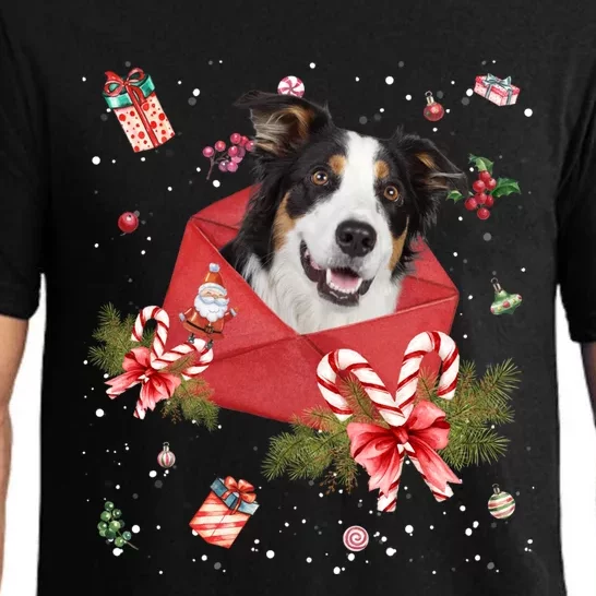 Border Collie Dog In Christmas Card Ornat Pajama Xmas Meaningful Gift Pajama Set