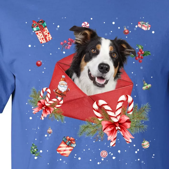 Border Collie Dog In Christmas Card Ornat Pajama Xmas Meaningful Gift Tall T-Shirt