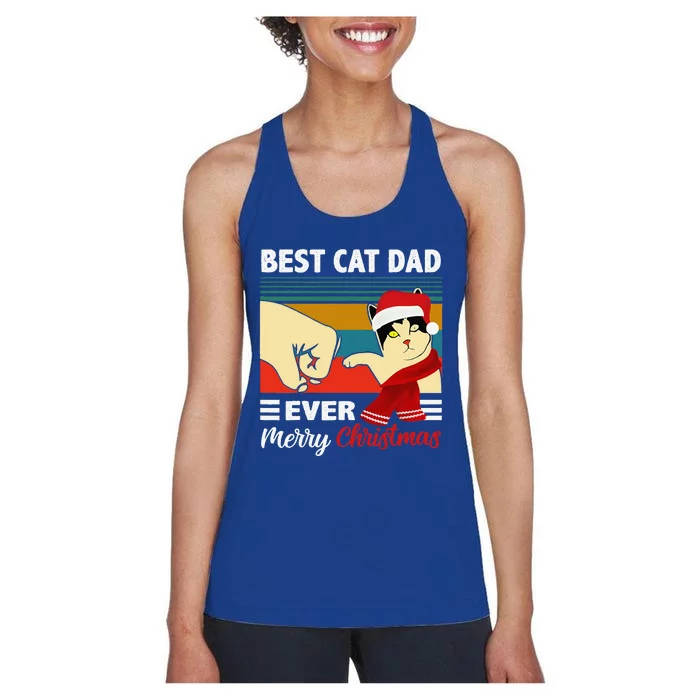 Best Cat Dad Funny Ever Vintage Cats Lover Christmas Women's Racerback Tank