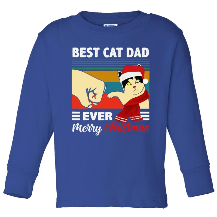 Best Cat Dad Funny Ever Vintage Cats Lover Christmas Toddler Long Sleeve Shirt