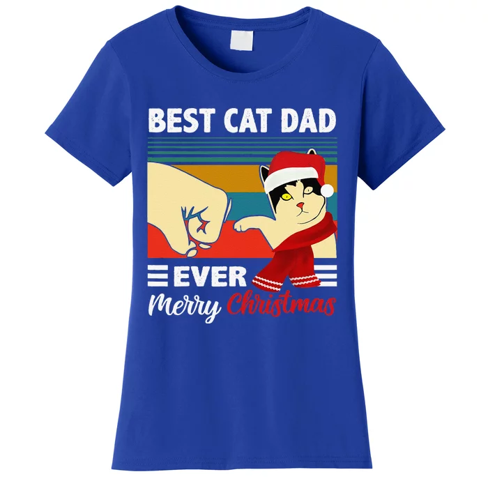 Best Cat Dad Funny Ever Vintage Cats Lover Christmas Women's T-Shirt